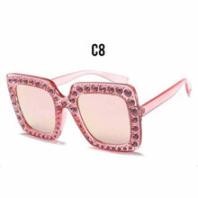 Load image into Gallery viewer, Oversized Sunglasses Square Diamond Sunglasses Women Retro Sunglasses Luxury & Diamond Square Shape Sunglasses For Women Branded Attractive Any Size Crystal Sun Glasses For Ladies Gradient Classic Mirror & Decent Shades