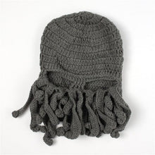 Load image into Gallery viewer, Funny Party Octopus Beard Hat Unisex Animal Cthulhu Crocheted Tentacle Knit Wind Mask Ski Cap Halloween Hats Bear Boys Octopus Beanie Hat For Men Winter Warm Skiing Biking Costume Squid Mask Foldaway Beard Octopus Pirate Hats Bearded Caps