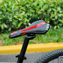 Load image into Gallery viewer, New Bicycle Saddle Ergonomic Road Bike Perforated Seat Foam Cushioned PU Leather Texture Steel Rail Cycle Accessories Mountain Bike Seat Comfortable Memory Foam Bicycle Seats For Mens