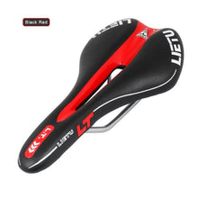Load image into Gallery viewer, New Bicycle Saddle Ergonomic Road Bike Perforated Seat Foam Cushioned PU Leather Texture Steel Rail Cycle Accessories Mountain Bike Seat Comfortable Memory Foam Bicycle Seats For Mens