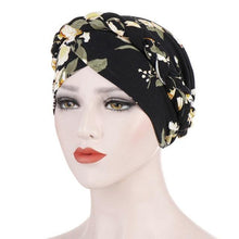 Load image into Gallery viewer, Fashion Soft Cotton Print Braid Turban Lightweight Muslim Turbans Head For Women Women's Hijabs Caps Hat Lightweight Inner Hijab Caps Elegant Arab Wrap Head Scarves Turban Scarf For Women