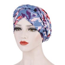 Load image into Gallery viewer, Fashion Soft Cotton Print Braid Turban Lightweight Muslim Turbans Head For Women Women's Hijabs Caps Hat Lightweight Inner Hijab Caps Elegant Arab Wrap Head Scarves Turban Scarf For Women