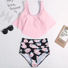 Load image into Gallery viewer, Women High Waist Bikini Plus Size Swimwear Summer Swimsuit Beach Bathing Suit Ruffle Bikini Floral Printed Ruffle High Waist Bikini Set Women's Tummy Control Bathing Suit Swimsuit Flounce Peplum