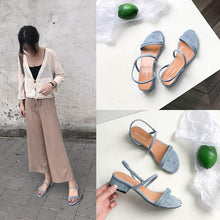 Load image into Gallery viewer, Women Sandals Summer Blue Shoes Flats Heel Flip Flip Flop Sandals Women Back Strap Flat Sandals Adjustable Casual Sandal With Open Toe Sandals