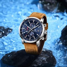 Load image into Gallery viewer, Stylish Wrist Watch For Men Genuine Leather Strap Watch Perfect Quartz Movement And Scratch Resistant Analog Chronograph Business Watches