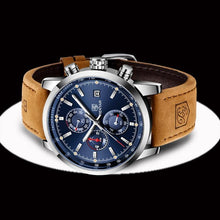 Load image into Gallery viewer, Stylish Wrist Watch For Men Genuine Leather Strap Watch Perfect Quartz Movement And Scratch Resistant Analog Chronograph Business Watches