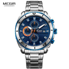 Load image into Gallery viewer, Luxury Men's Business Quartz Watches Blue Fashion Chronograph Elegant Stainless Steel Wristwatches For Man