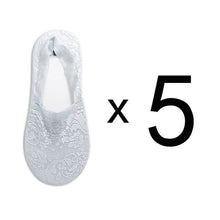 Load image into Gallery viewer, 5 Pairs Fashion Women Girls Summer Socks 7 Color Style Lace Flower Short Sock Antiskid Invisible Ankle Socks For Women