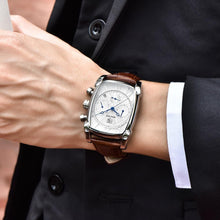Load image into Gallery viewer, Classic Rectangle Waterproof Case Vintage Design Luxury Watches Leather Strap Business Casual Analog Wrist Watch For Men