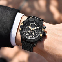 Load image into Gallery viewer, Sport Chronograph Fashion Luxury Men Watches Mesh & Rubber Band Waterproof Quartz Gold Watch For Men