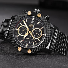 Load image into Gallery viewer, Sport Chronograph Fashion Luxury Men Watches Mesh & Rubber Band Waterproof Quartz Gold Watch For Men