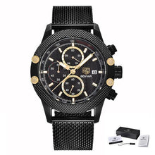 Load image into Gallery viewer, Sport Chronograph Fashion Luxury Men Watches Mesh & Rubber Band Waterproof Quartz Gold Watch For Men
