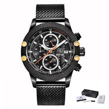 Load image into Gallery viewer, Sport Chronograph Fashion Luxury Men Watches Mesh & Rubber Band Waterproof Quartz Gold Watch For Men