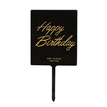 Load image into Gallery viewer, 1Pcs Metal Happy Birthday Cake Topper Artificial flowers Cake Toppers Happy Birthday Cake Topper Metal And Acrylic Cake Decoration With Pink Artificial Flower Cluster For DIY Baby Shower Birthday Party Decoration Baking Decor