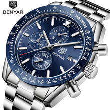 Load image into Gallery viewer, Men Top Luxury Full Steel Business Quartz Watch Men's Casual Waterproof Analog Chronograph Sports Stainless Steel Strap Watches