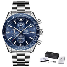 Load image into Gallery viewer, Men Top Luxury Full Steel Business Quartz Watch Men's Casual Waterproof Analog Chronograph Sports Stainless Steel Strap Watches
