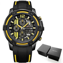 Load image into Gallery viewer, Modern Men's Black Quartz Watches Sports Silicone Strap Luminous Hands Wristwatch Luxury Waterproof Analog Watch