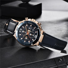Load image into Gallery viewer, Multifunction Luxury 2021 Men's Watch Quartz Genuine Leather Strap Sport Chronograph Waterproof Men Wrist Watch