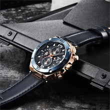 Load image into Gallery viewer, Multifunction Luxury 2021 Men's Watch Quartz Genuine Leather Strap Sport Chronograph Waterproof Men Wrist Watch