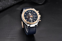 Load image into Gallery viewer, Multifunction Luxury 2021 Men's Watch Quartz Genuine Leather Strap Sport Chronograph Waterproof Men Wrist Watch
