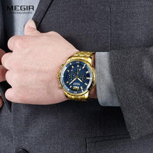 Load image into Gallery viewer, Luxury Men's Gold Business Watches Quartz Analogue Wristwatch Stainless Steel Waterproof Luminous Watch