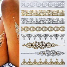 Load image into Gallery viewer, Luxury Metallic Gold Waterproof Temporary Tattoo Feather Elephant Fashion Different Design Tattoos For Womens