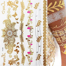 Load image into Gallery viewer, Luxury Metallic Gold Waterproof Temporary Tattoo Feather Elephant Fashion Different Design Tattoos For Womens