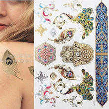 Load image into Gallery viewer, Luxury Metallic Gold Waterproof Temporary Tattoo Feather Elephant Fashion Different Design Tattoos For Womens