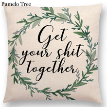 Load image into Gallery viewer, Newest Floral Quotes Decorative Pillow Covers Fresh Flowers Garland Inspirational Words Decorative Cotton Linen Throw Pillow Cushion Covers And Gifts For Women Daughter Mum Best Friend Birthday Home Decorations