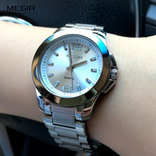 Load image into Gallery viewer, New Silver Round Women Watch Waterproof Quartz Wristwatch Modern Shine Style For Women's