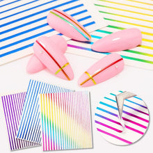 Load image into Gallery viewer, Nail Strip Stickers Black Gold Rose Gold Silver Metal Strip Tape Nail Art Adhesive Foil Tips Nail Sticker Decals Metallic Curve Strip Line Nail Decal Self-Adhesive 3D Wave Design Decoration for Women Girls Tape Nail Art Stickers Decal Decoration