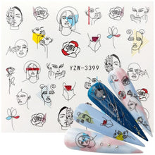 Load image into Gallery viewer, Nail Watermark Decals Sexy lips Middle finger Sexy girl Water Transfer Slider Russia Words Manicure Tattoos Sliders For Manicure Women Kids Girls Manicure Decoration Nail Art Supplies 3D Self-Adhesive Nail Decals Designer Nail Stickers for Acrylic Nails
