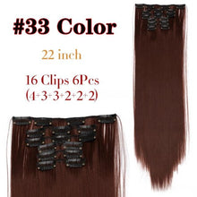 Load image into Gallery viewer, New Fashion 16 Clip In Hair Extension Long Straight Natural Black 6 Pcs/Set 16 Clips 22 Inch Synthetic Hair Piece Wigs For Black Women Cosplay Wigs For Women
