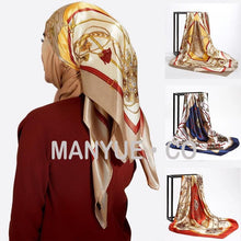 Load image into Gallery viewer, Luxury Long Soft Square Silk Scarves Lightweight Elegant Satin Silk Soft Head Wrap Escharpe Hijab Scarf Muslim Female Silky Shawls Wrap Hair Head Scarves Bandanna For Women 90*90cm