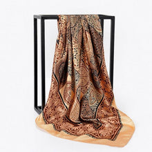 Load image into Gallery viewer, Luxury Long Soft Square Silk Scarves Lightweight Elegant Satin Silk Soft Head Wrap Escharpe Hijab Scarf Muslim Female Silky Shawls Wrap Hair Head Scarves Bandanna For Women 90*90cm