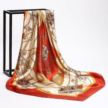 Load image into Gallery viewer, Luxury Long Soft Square Silk Scarves Lightweight Elegant Satin Silk Soft Head Wrap Escharpe Hijab Scarf Muslim Female Silky Shawls Wrap Hair Head Scarves Bandanna For Women 90*90cm
