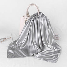 Load image into Gallery viewer, Luxury Long Soft Square Silk Scarves Lightweight Elegant Satin Silk Soft Head Wrap Escharpe Hijab Scarf Muslim Female Silky Shawls Wrap Hair Head Scarves Bandanna For Women 90*90cm