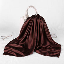 Load image into Gallery viewer, Luxury Long Soft Square Silk Scarves Lightweight Elegant Satin Silk Soft Head Wrap Escharpe Hijab Scarf Muslim Female Silky Shawls Wrap Hair Head Scarves Bandanna For Women 90*90cm