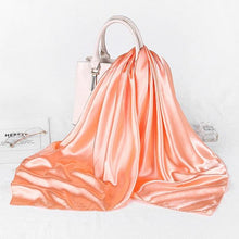 Load image into Gallery viewer, Luxury Long Soft Square Silk Scarves Lightweight Elegant Satin Silk Soft Head Wrap Escharpe Hijab Scarf Muslim Female Silky Shawls Wrap Hair Head Scarves Bandanna For Women 90*90cm