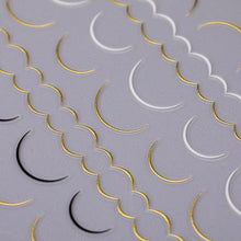 Load image into Gallery viewer, Nail Strip Stickers Black Gold Rose Gold Silver Metal Strip Tape Nail Art Adhesive Foil Tips Nail Sticker Decals Metallic Curve Strip Line Nail Decal Self-Adhesive 3D Wave Design Decoration for Women Girls Tape Nail Art Stickers Decal Decoration