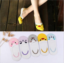 Load image into Gallery viewer, 5 pairs Summer Socks Female Cartoon Animal Bear Mouse Socks Cute Funny Invisible Cotton Ankle Socks For Women