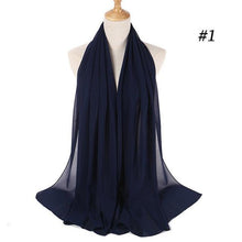 Load image into Gallery viewer, Long Lightweight Soft Solid Color Chiffon Scarfs Muslim Headscarf Hijab Scarf Shawls Wraps Hijab For Women 70*180cm