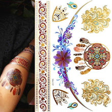 Load image into Gallery viewer, Body Tattoo Art Painting Stickers Glitter Gold Silver Temporary Waterproof Nontoxic Long Lasting Tattoos