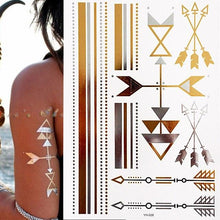 Load image into Gallery viewer, Body Tattoo Art Painting Stickers Glitter Gold Silver Temporary Waterproof Nontoxic Long Lasting Tattoos