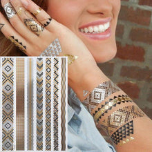 Load image into Gallery viewer, Body Tattoo Art Painting Stickers Glitter Gold Silver Temporary Waterproof Nontoxic Long Lasting Tattoos