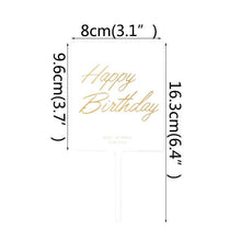 Load image into Gallery viewer, 1Pcs Metal Happy Birthday Cake Topper Artificial flowers Cake Toppers Happy Birthday Cake Topper Metal And Acrylic Cake Decoration With Pink Artificial Flower Cluster For DIY Baby Shower Birthday Party Decoration Baking Decor