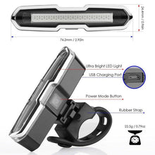 Load image into Gallery viewer, Bike Tail Light Ultra Bright Bike Light USB Rechargeable LED Bicycle Rear Light 5 Light Mode Headlights With Red + Blue Ultra Bright Bike Light USB Rechargeable LED Bicycle Rear Light Waterproof Helmet Light