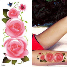 Load image into Gallery viewer, Purple 3D Flower Tattoos Waterproof Luxury Tattoo Rose Lotus Flower Body Art Fashion Stickers For Womens