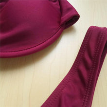 Load image into Gallery viewer, Underwired Bikini Female Swimsuit Women Swimwear Two-Piece V Shape Wire Bikini Set Bather Bathing Suit Women Micro Bikini Set Shiny Metallic 2 Piece Swimsuit Push Up Underwire Swimwear Bathing Suit