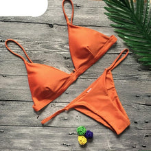 Load image into Gallery viewer, Colors Solid Bikini Set Push Up Swimwear Two Piece Swimsuit Swimwear Halter String Triangle Bikini Sets Women Swimsuit Low Waist Halter Two Pieces Bathing Suit